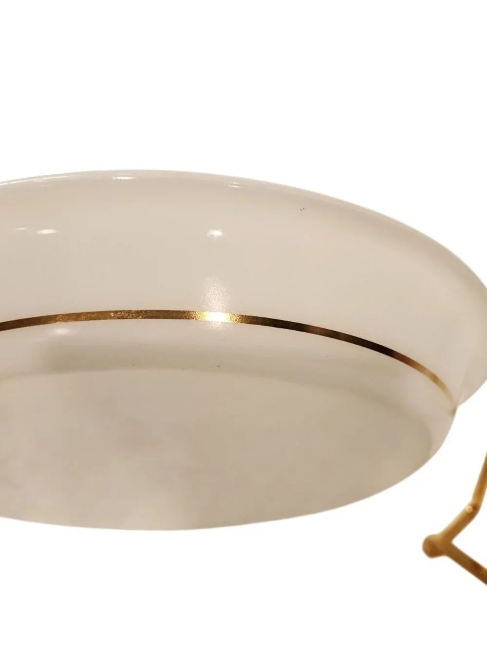 Vintage Pyrex 210 Milk Glass Gold Stripe Pie Plate MINT condition